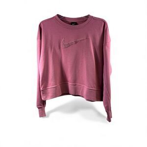 Nike Cotton Fleeced Pullover Oversized with Big 3D Centered Logo in Dusty Pink S